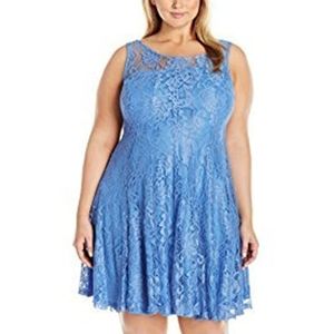 Julian Taylor New York Plus Size Full Figured Seam Down Blue Lace Dress